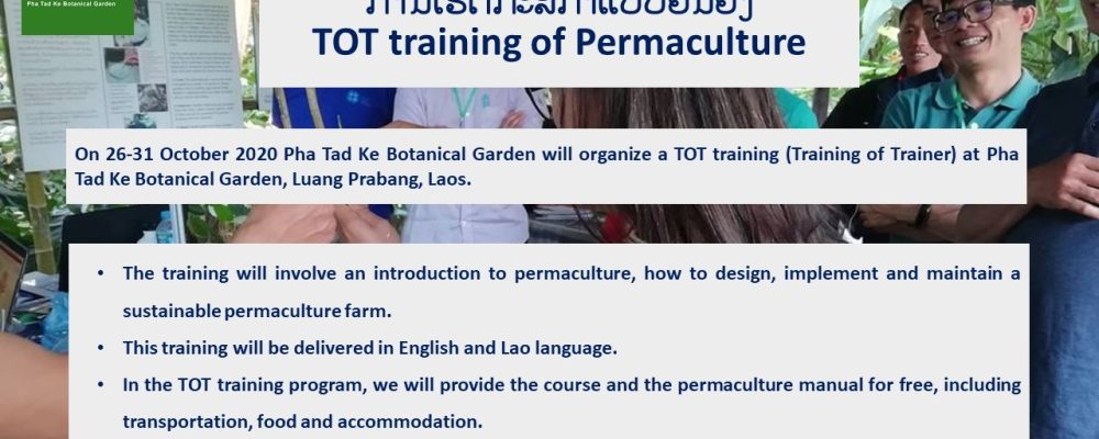 TOT training of Permaculture, 26-31 October 2020, Luangprabang, Lao PDR