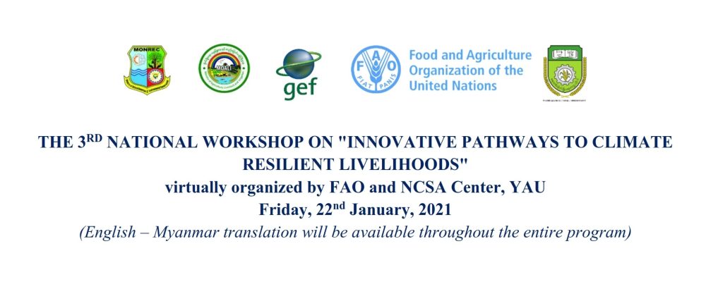 National workshop on “Innovative Pathways to Climate Resilient Livelihoods”, Myanmar, 22 January 2021