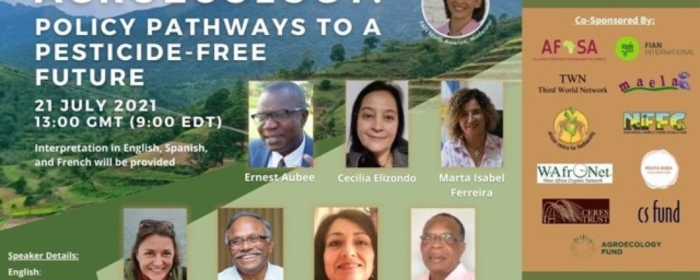 Webinar on Agroecology: policy pathways to a pesticide-free future, 21 July 2021