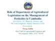 Role of Department of Agricultural Legislation on the Management of Pesticides in Cambodia